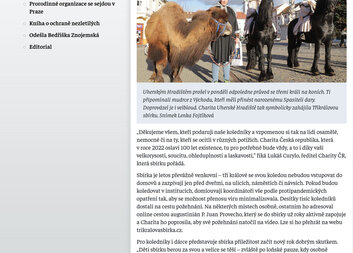 Zahájení Tříkrálové sbírky v Uherském Hradišti na titulní straně Katolického týdeníku