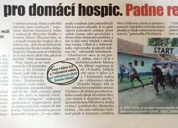 Během a chůzí pro Domácí hospic Antonínek v týdeníku Dobrý den s Kurýrem